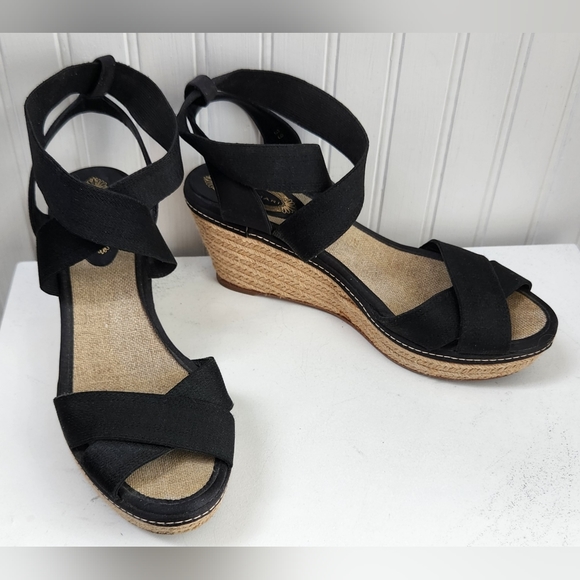 Elie Tahari Black Espradrille Platform Elastic Sandals EUC - Picture 2 of 10